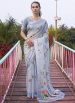 Georgette Light Blue Casual Wear Printed Saree